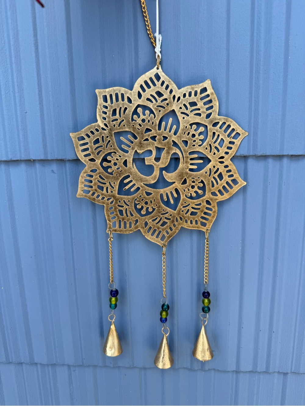 Gold Lotus OM Wall Hanging - Decorative Home Wind chime 8 x 20